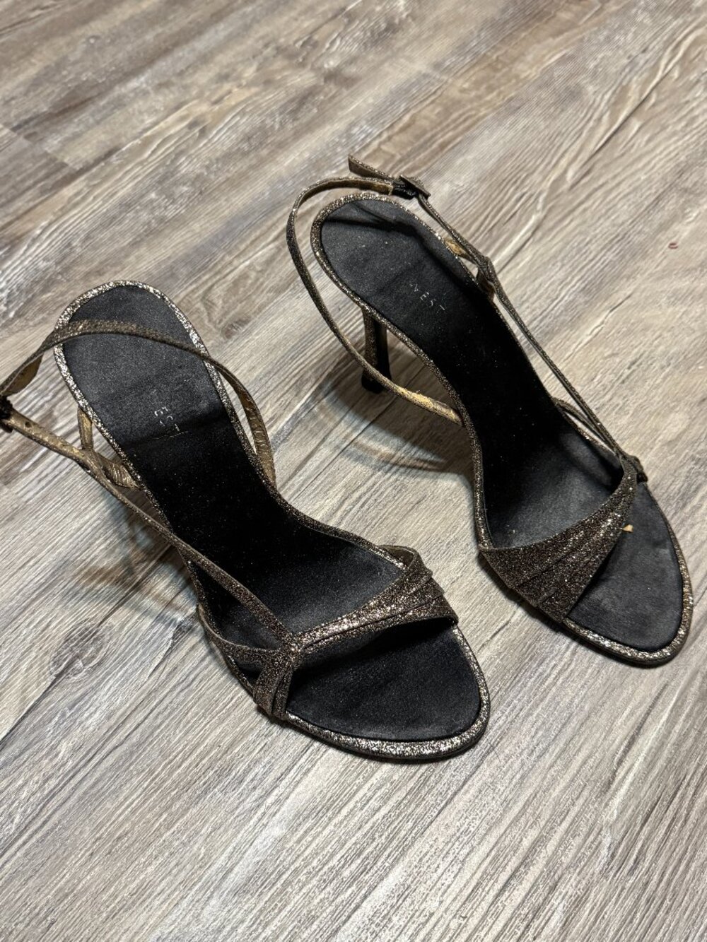 NINE WEST - SLING BACK HEELS - METALLIC BRONZE - SIZE 6.5
